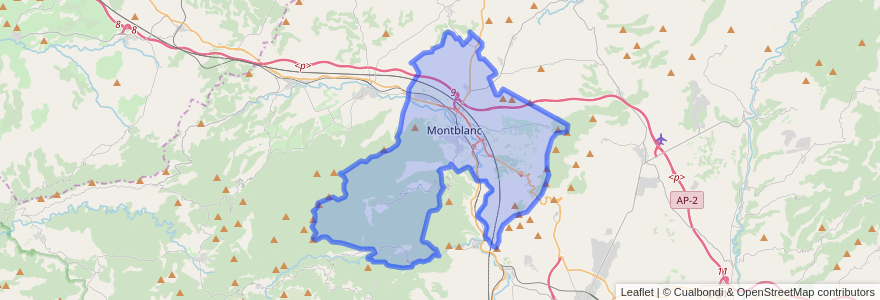 Mapa de ubicacion de Montblanc.