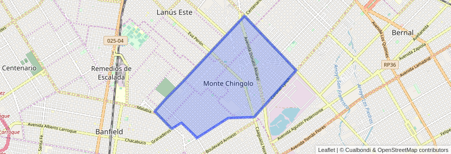 Mapa de ubicacion de Monte Chingolo.