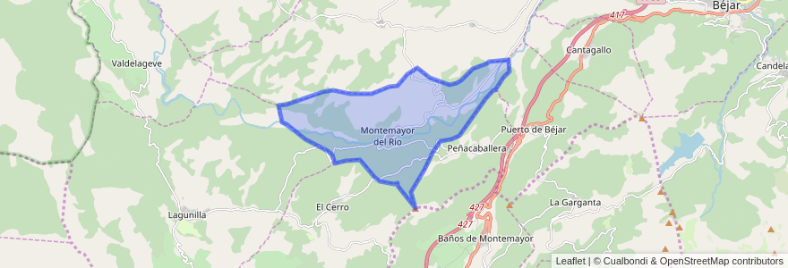 Mapa de ubicacion de Montemayor del Río.