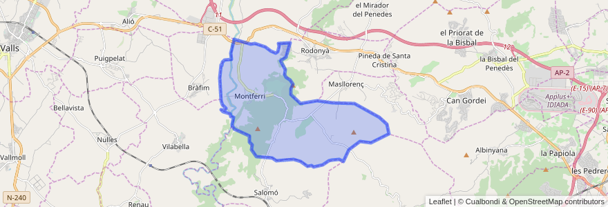 Mapa de ubicacion de Montferri.