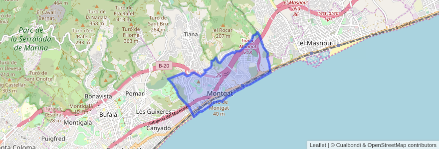 Mapa de ubicacion de Montgat.