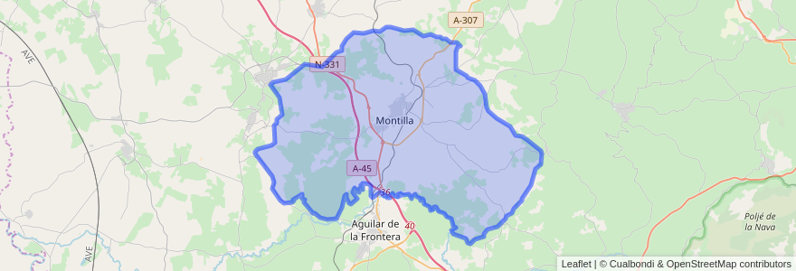 Mapa de ubicacion de Montilla.