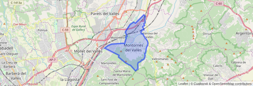 Mapa de ubicacion de Montornès del Vallès.