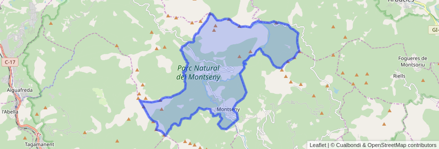 Mapa de ubicacion de Montseny.