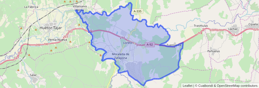 Mapa de ubicacion de Moraleda de Zafayona.