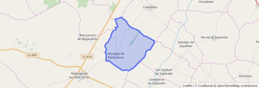 Mapa de ubicacion de Moraleja de Matacabras.