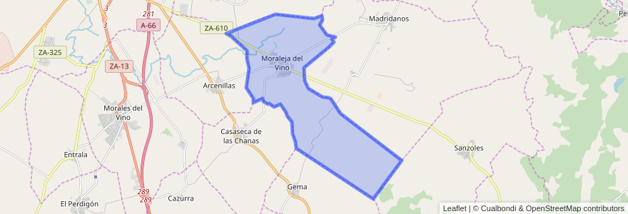 Mapa de ubicacion de Moraleja del Vino.