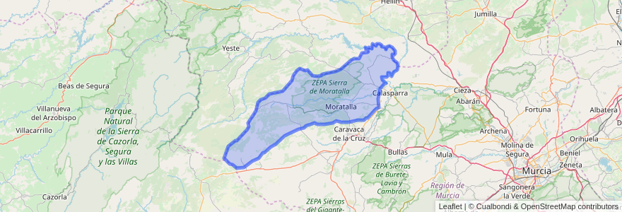 Mapa de ubicacion de Moratalla.