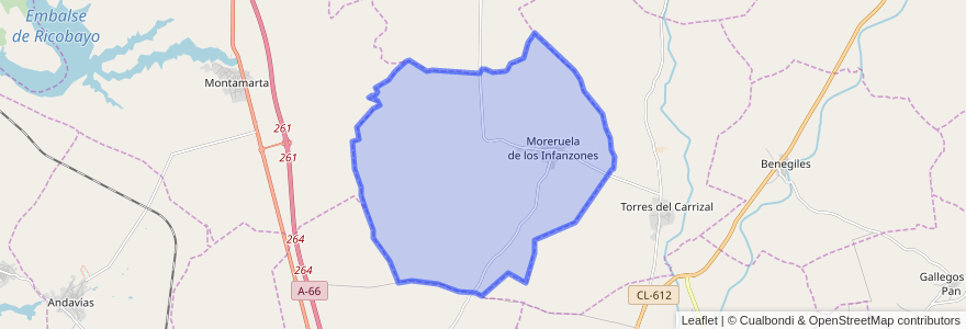 Mapa de ubicacion de Moreruela de los Infanzones.