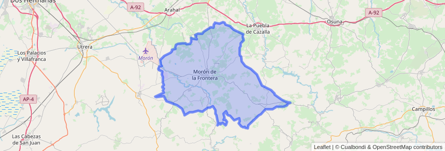 Mapa de ubicacion de Morón de la Frontera.