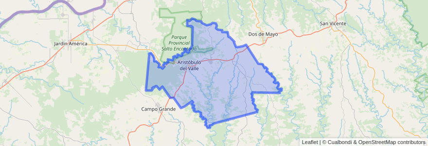 Mapa de ubicacion de Municipio de Aristóbulo del Valle.