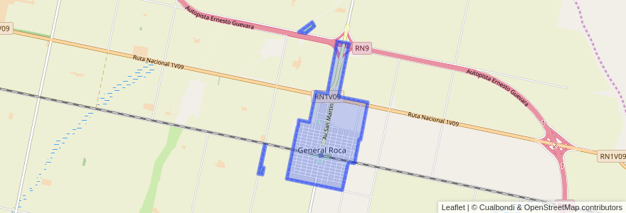 Mapa de ubicacion de Municipio de General Roca.