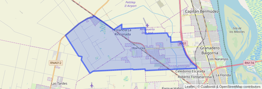 Mapa de ubicacion de Municipio de Ibarlucea.