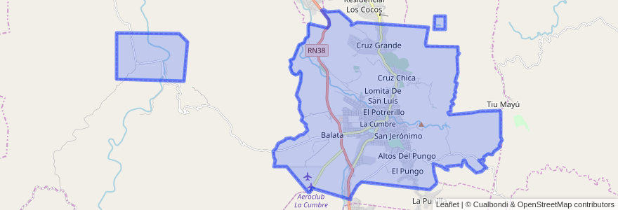 Mapa de ubicacion de Municipio de La Cumbre.