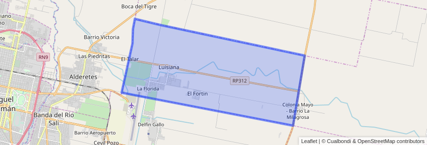 Mapa de ubicacion de Municipio de La Florida y Luisiana.