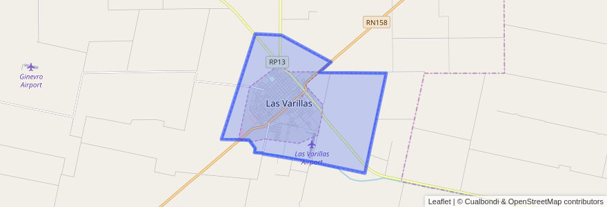 Mapa de ubicacion de Municipio de Las Varillas.