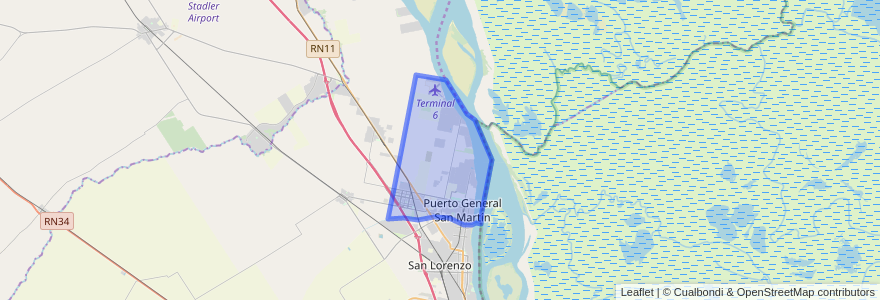 Mapa de ubicacion de Municipio de Puerto General San Martín.