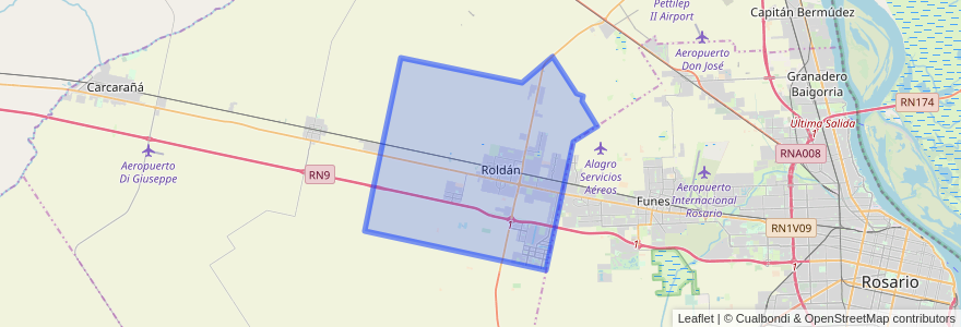 Mapa de ubicacion de Municipio de Roldán.