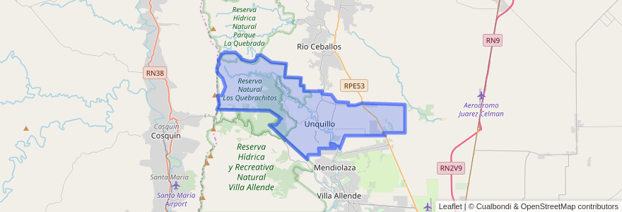 Mapa de ubicacion de Municipio de Unquillo.