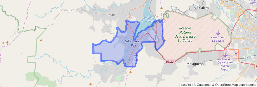 Mapa de ubicacion de Municipio de Villa Carlos Paz.