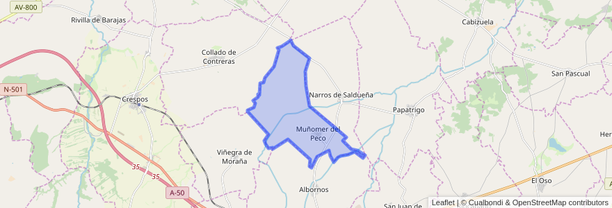 Mapa de ubicacion de Muñomer del Peco.