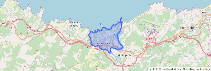 Mapa de ubicacion de Muros de Nalón.