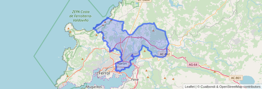 Mapa de ubicacion de Narón.