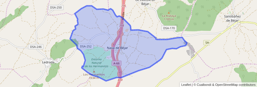 Mapa de ubicacion de Nava de Béjar.