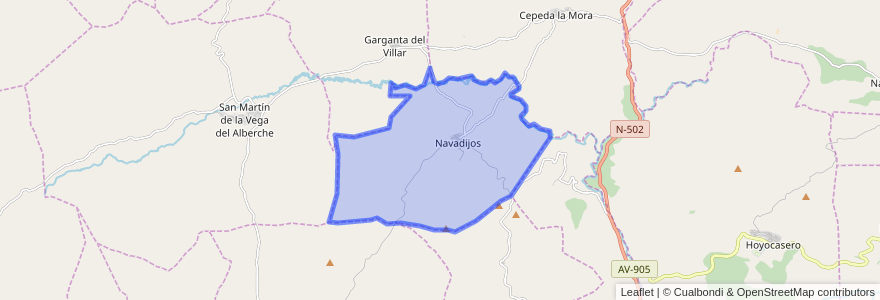 Mapa de ubicacion de Navadijos.