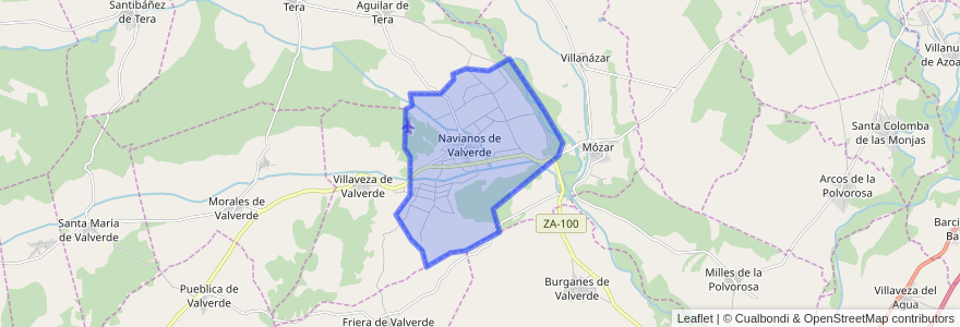 Mapa de ubicacion de Navianos de Valverde.