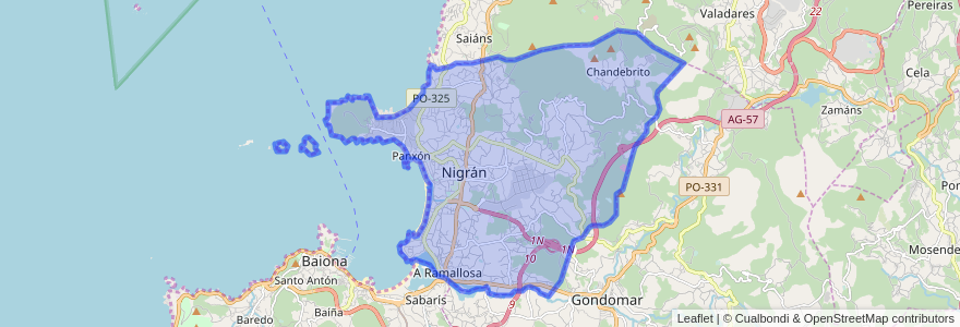 Mapa de ubicacion de Nigrán.