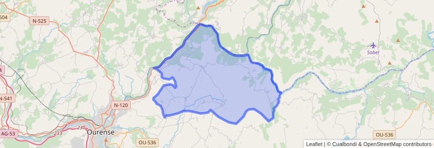 Mapa de ubicacion de Nogueira de Ramuín.