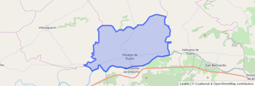 Mapa de ubicacion de Olivares de Duero.