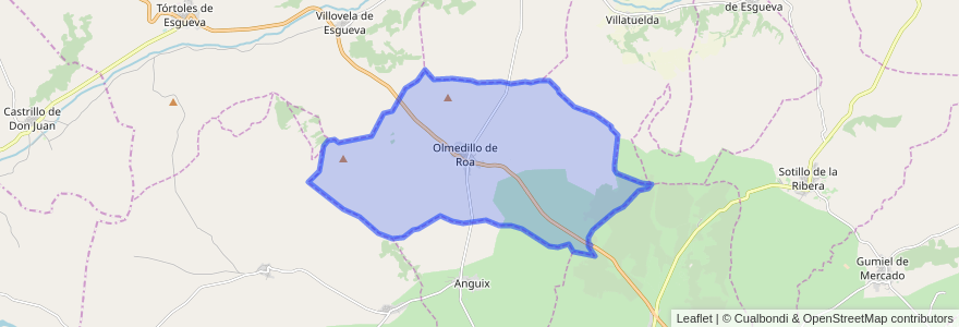 Mapa de ubicacion de Olmedillo de Roa.