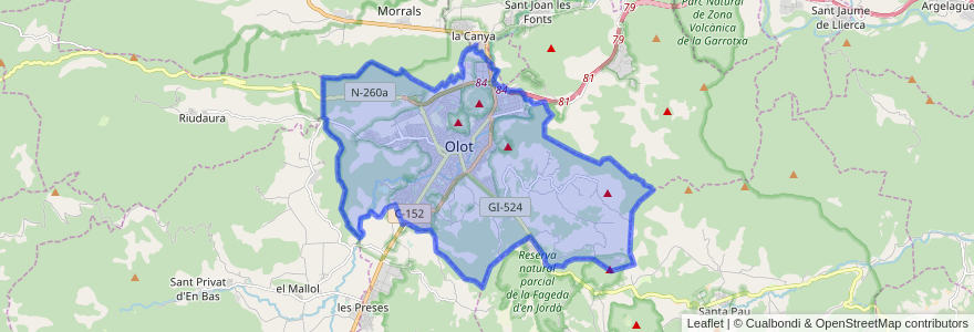 Mapa de ubicacion de Olot.