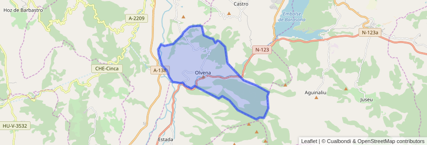 Mapa de ubicacion de Olvena.