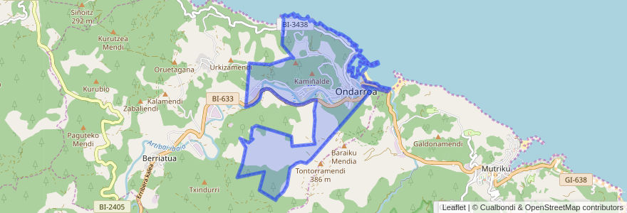 Mapa de ubicacion de Ondarroa.