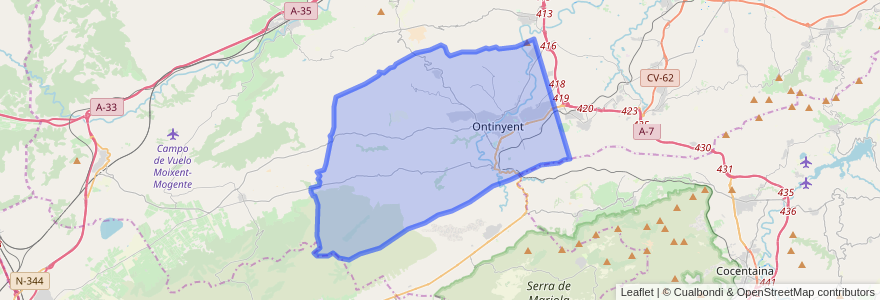 Mapa de ubicacion de Ontinyent.