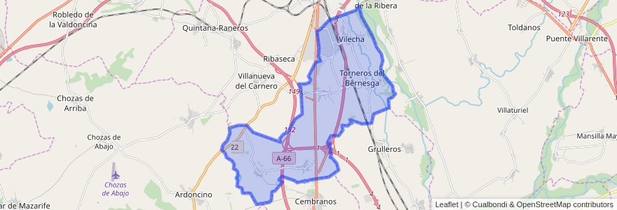 Mapa de ubicacion de Onzonilla.