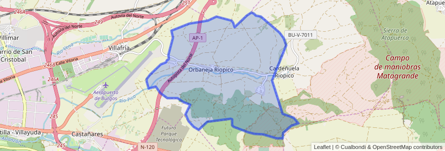 Mapa de ubicacion de Orbaneja Riopico.