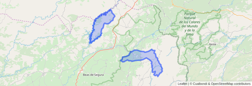 Mapa de ubicacion de Orcera.