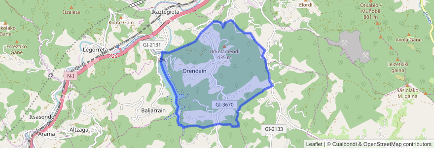 Mapa de ubicacion de Orendáin.