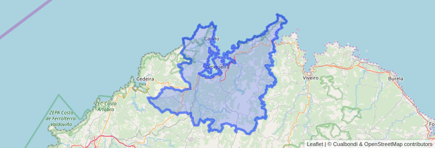 Mapa de ubicacion de Ortegal.