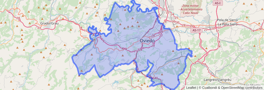 Mapa de ubicacion de Oviède.