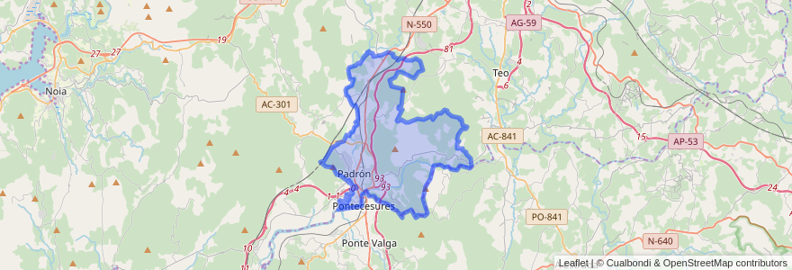 Mapa de ubicacion de Padrón.