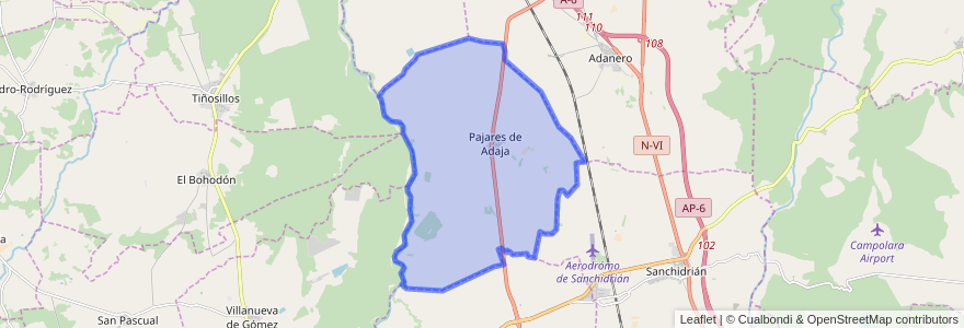 Mapa de ubicacion de Pajares de Adaja.