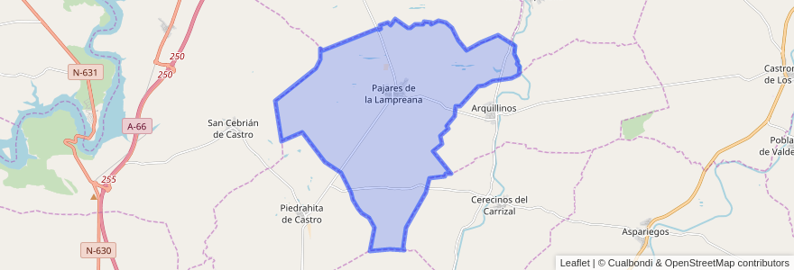 Mapa de ubicacion de Pajares de la Lampreana.