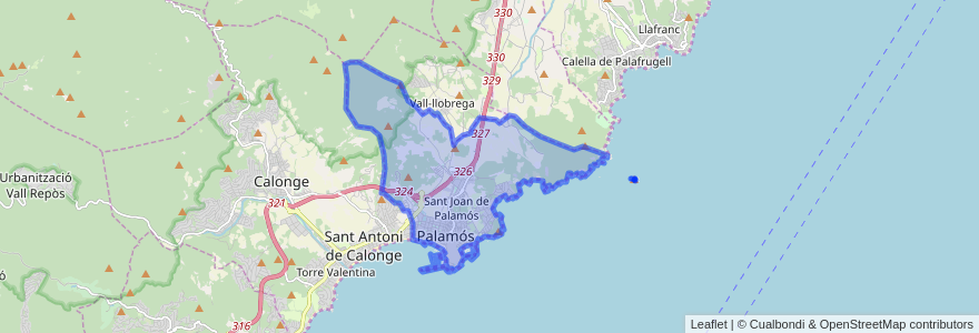 Mapa de ubicacion de Palamós.