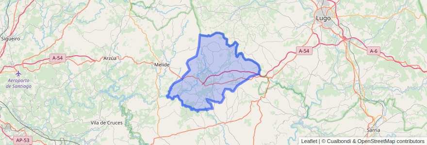 Mapa de ubicacion de Palas de Rei.