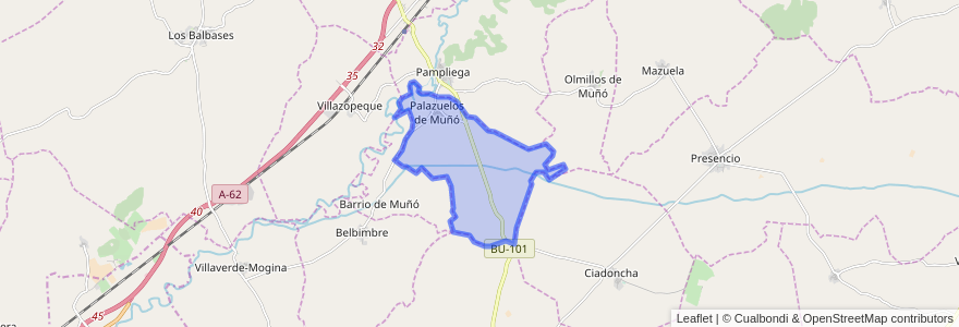 Mapa de ubicacion de Palazuelos de Muñó.